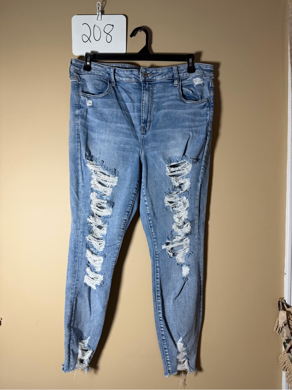 American Eagle Outfitters Light Blue Ripped next level stretch Hi-rise Jeggings